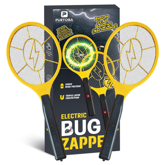 Pack of 2 Electric Fly Swatter, Bug Zapper Racket - Battery Operated